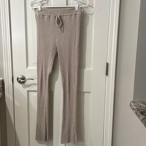 H and M light beige melange rib knit pant